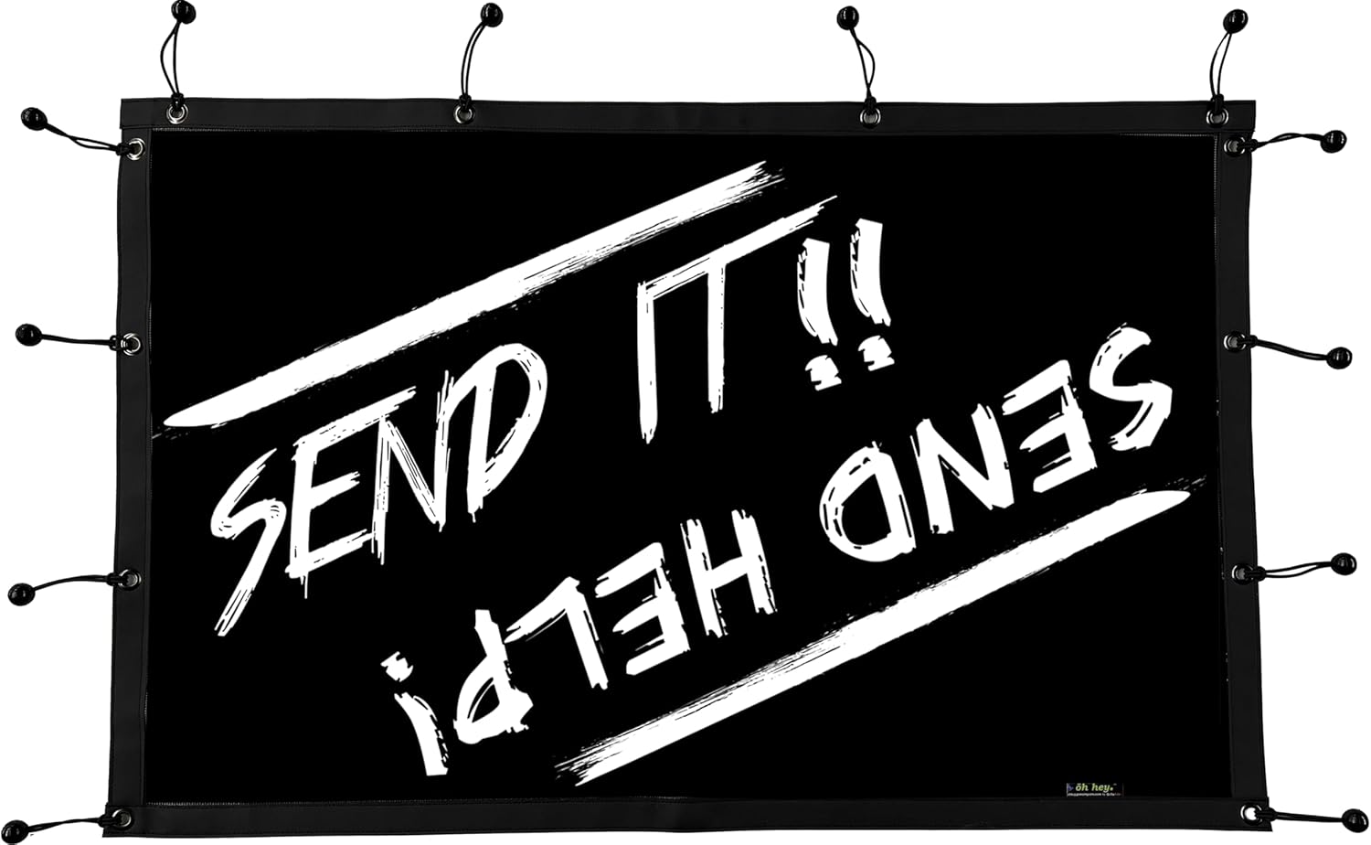 UTV Rear Dust Screen for Yamaha Wolverine RMAX X2/X4, Send Help! Send It!! Design, UV Protection (White)
