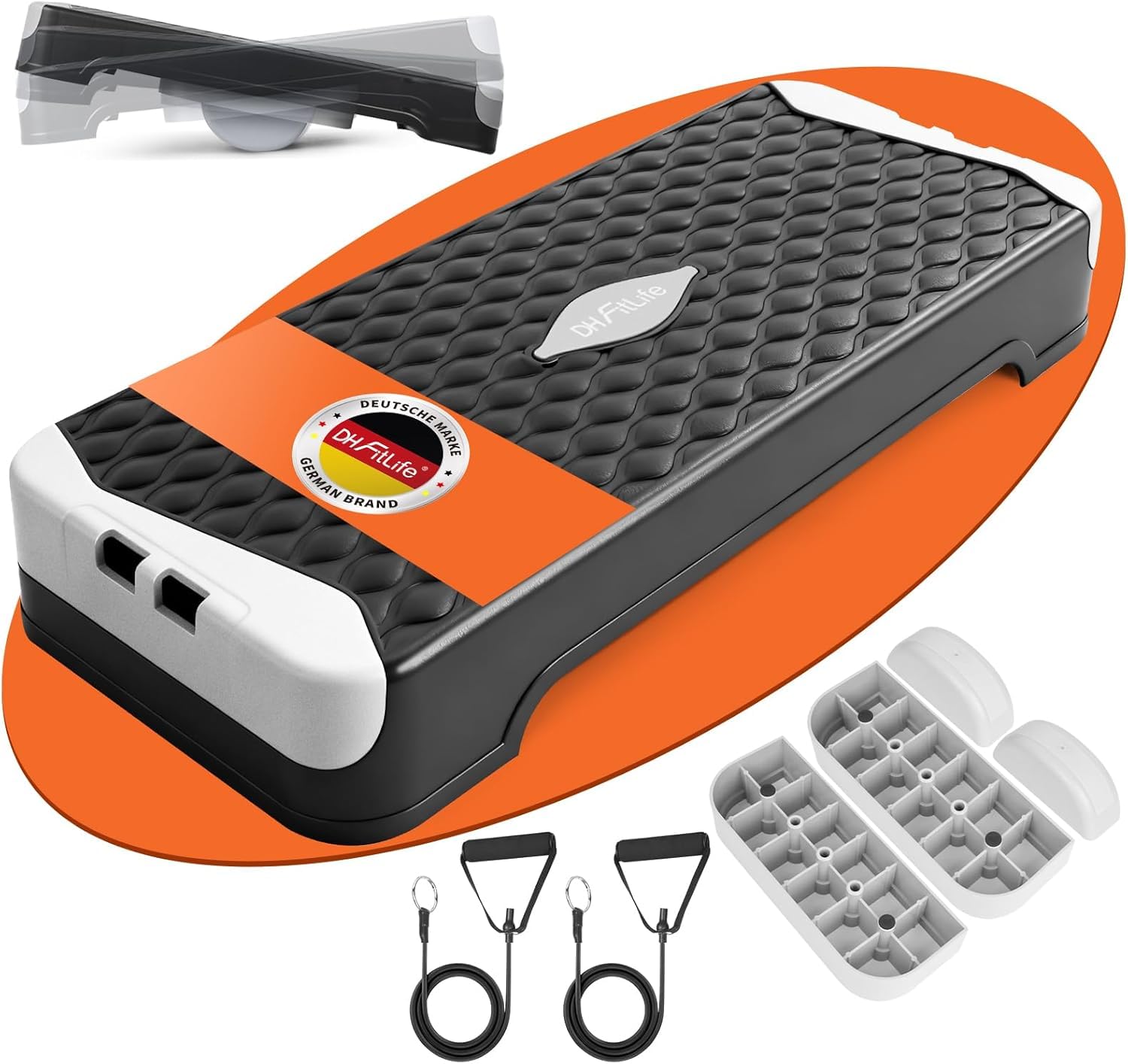 DH FitLife Stepper para el Hogar con Entrenamiento de Equilibrio | Plataforma Ajustable 10/15 cm | Stepper Aeróbico y Plataforma Step Up | Escalón para Entrenamiento de Fitness y Coordinación