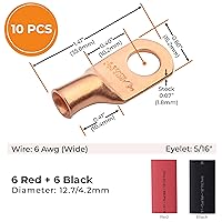 Vista 499 de SELTERM - 2 terminales de anillo resistentes para cable de batería, calibre 4 AWG, pernos de 3/8 pulgadas, terminales de calibre 4, ojales de cobre