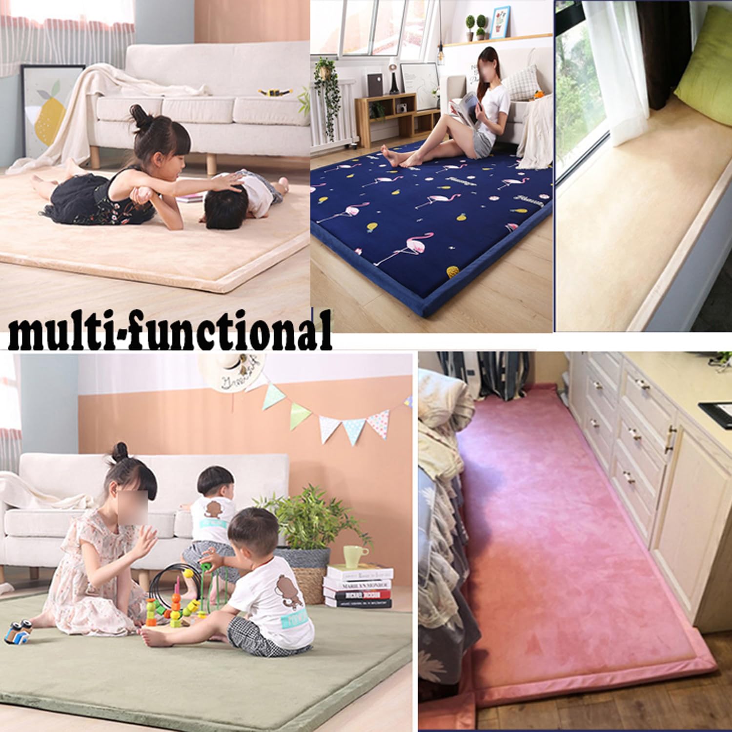 Krabbelmatte Baby 60x90cm Waschbar - Rutschfester Kinderteppich Mit Schloss Design