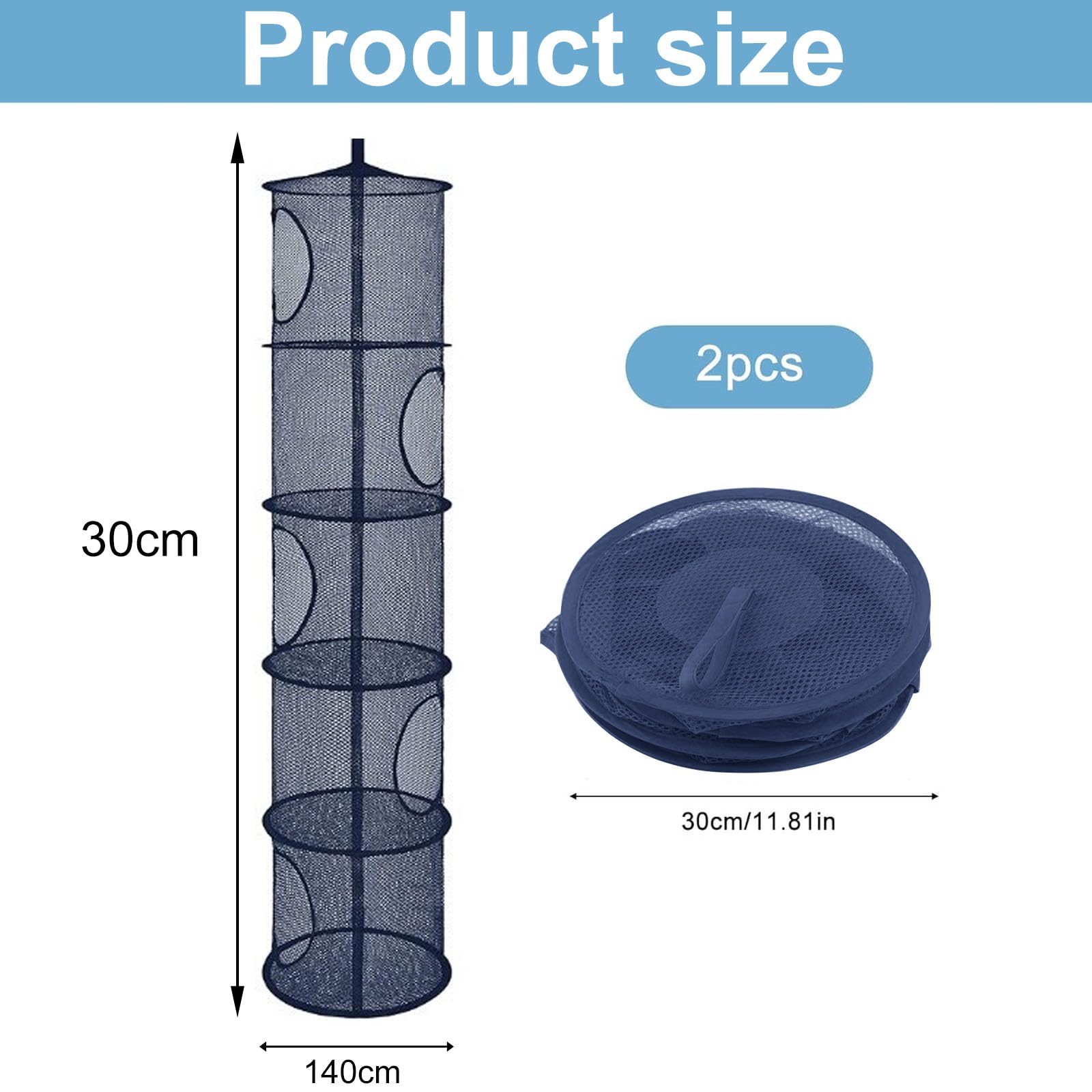Hanging Mesh Storage Basket, 2PCS Foldable Soft Toy Storage, 5 Tier Hanging Toy Storage Net, Teddy Storage Hanging Mesh - Image 2