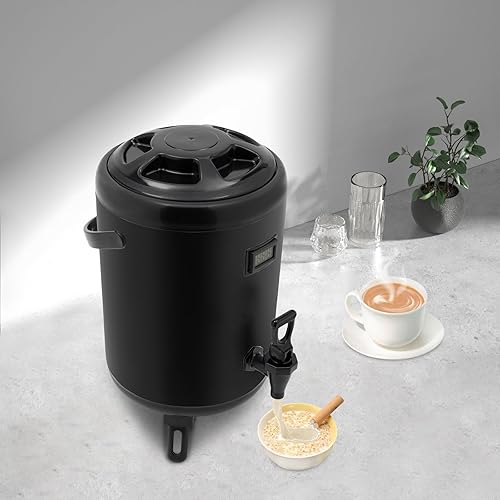 Miniatura 5 de Dispensador de bebidas aislado de acero inoxidable de 81012 L, dispensador de bebidas calientes y frías con termómetro para café, té, leche, agua,