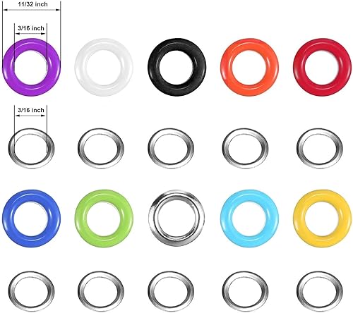Miniatura 2 de Juego de 400 ojales multicolor de 316 pulgadas con herramientas de instalación e instructor en caja transparente