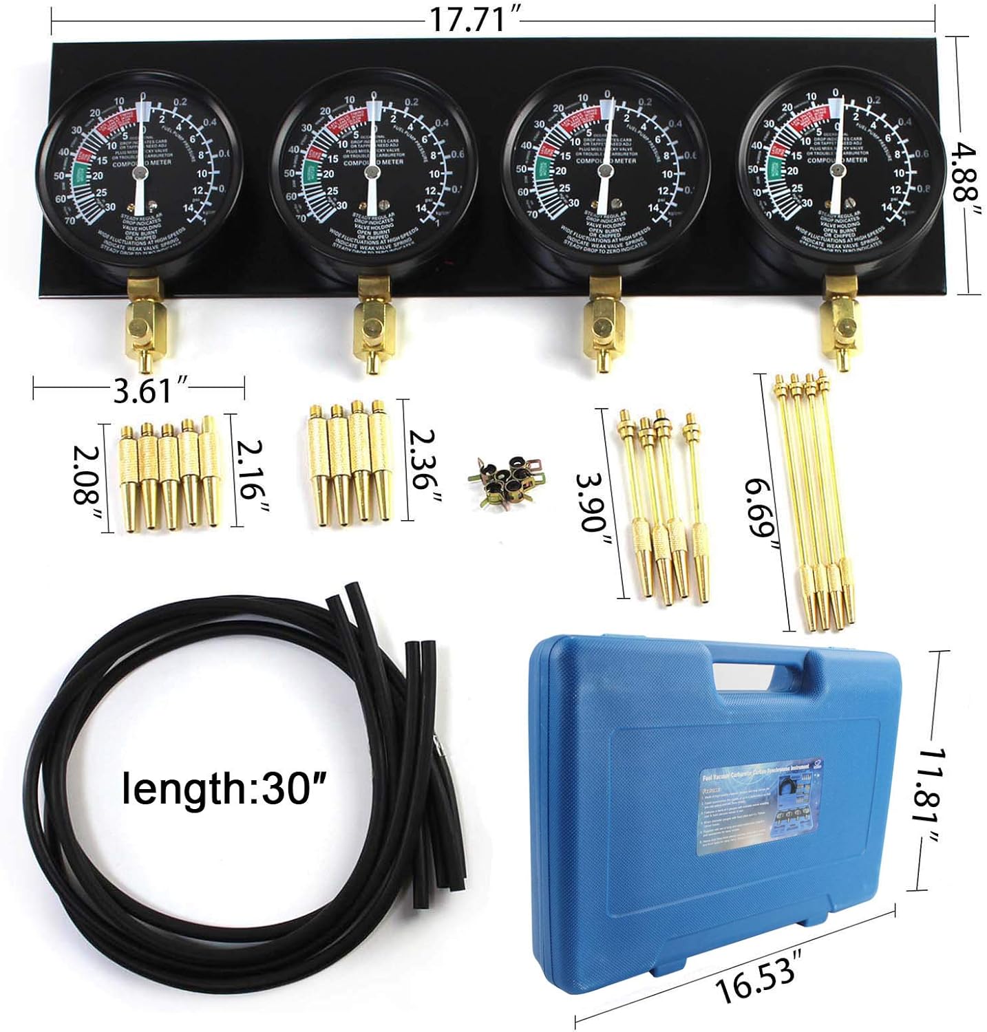 Motorcycle Carburetor Sync Tool Kit, Universal Fuel Vacuum Balancer Carb Synchronizer, Balancing Synchronize Gauge Set for Honda Yamaha Kawasaki Suzuki GS KZ XS(Blue)