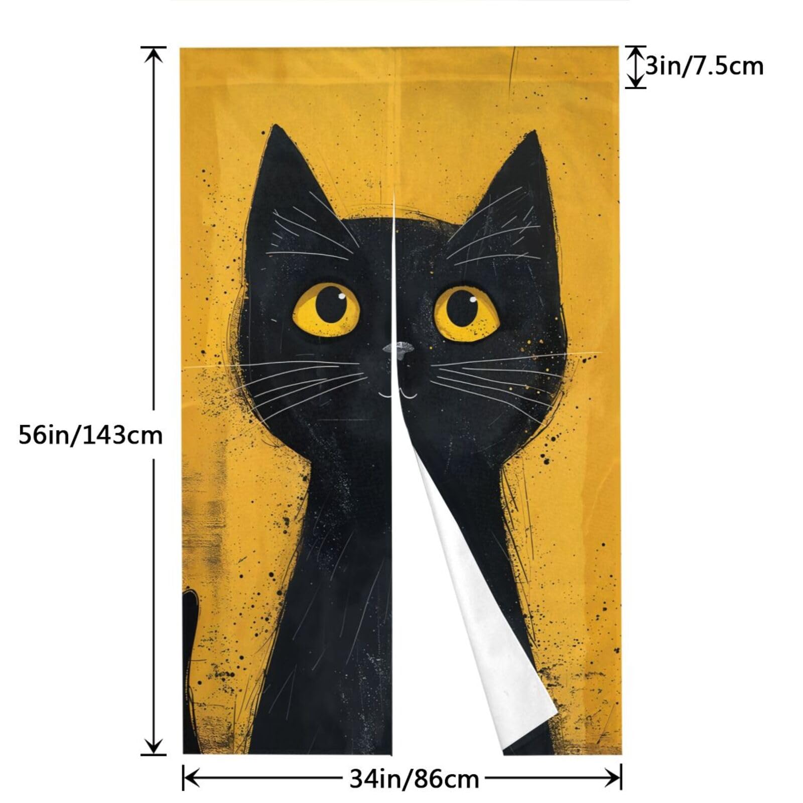 Amazon｜のれん 黒猫 ネコ柄 猫柄 ドアカーテン 暖簾 間仕切りカーテン