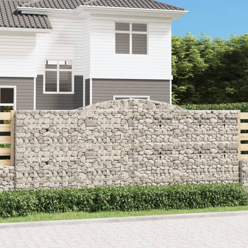 Gabbioni con arco alto, 5 pezzi, 400 x 50 x 160/180 cm, cesti in ferro zincato