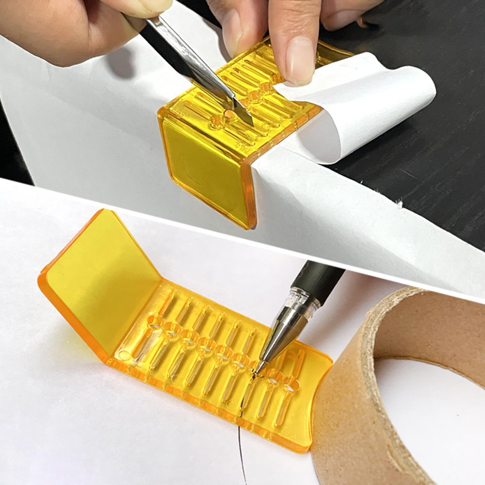 Milageto 2 herramientas de medición para envoltura de vinilo, escobilla de goma medidora, medición, alineación de corte precisa, guía de corte de