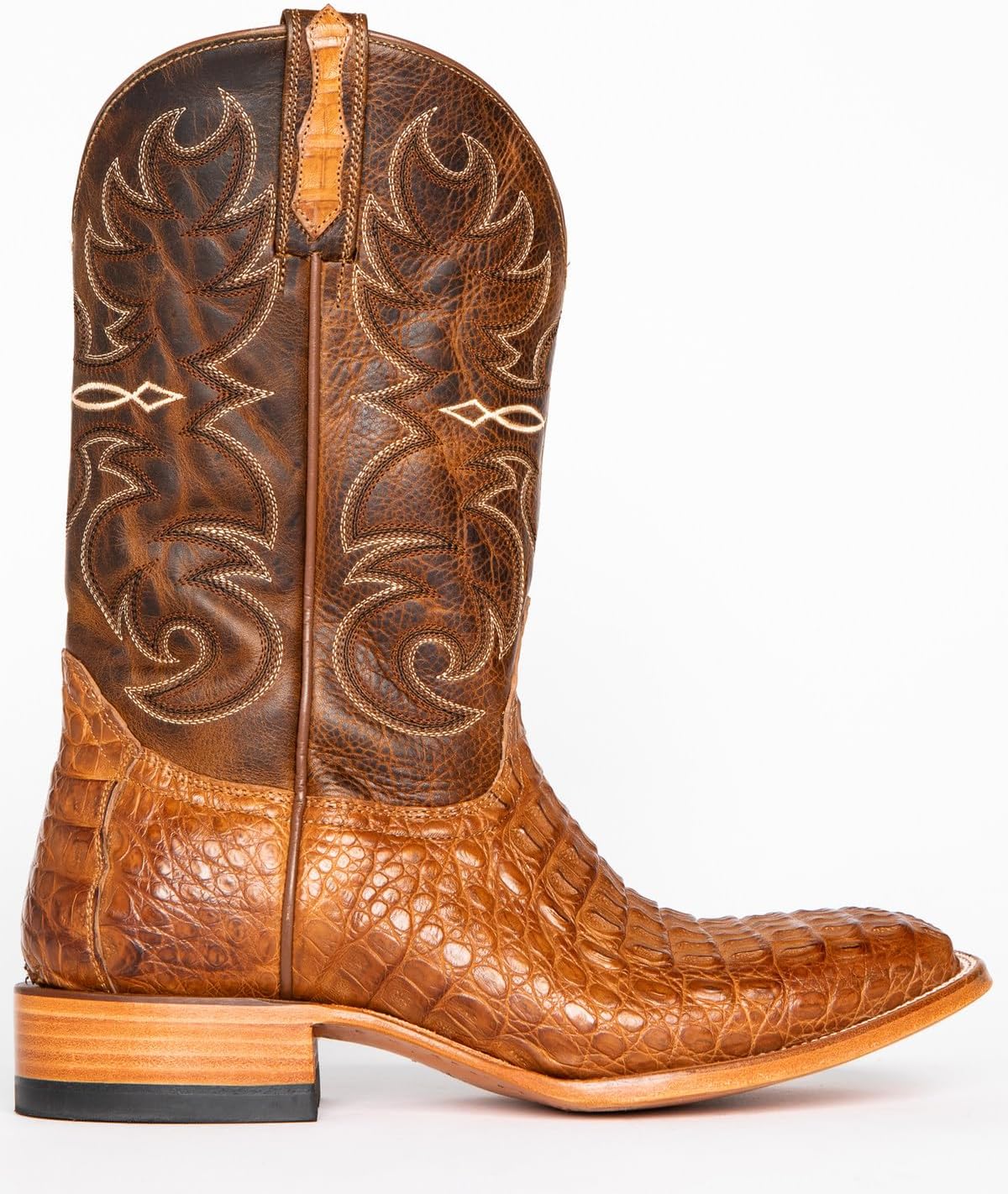 Cody James Men's Burnished Caiman Exotic Boot Broad Square Toe - BBME025 7.5 EE US