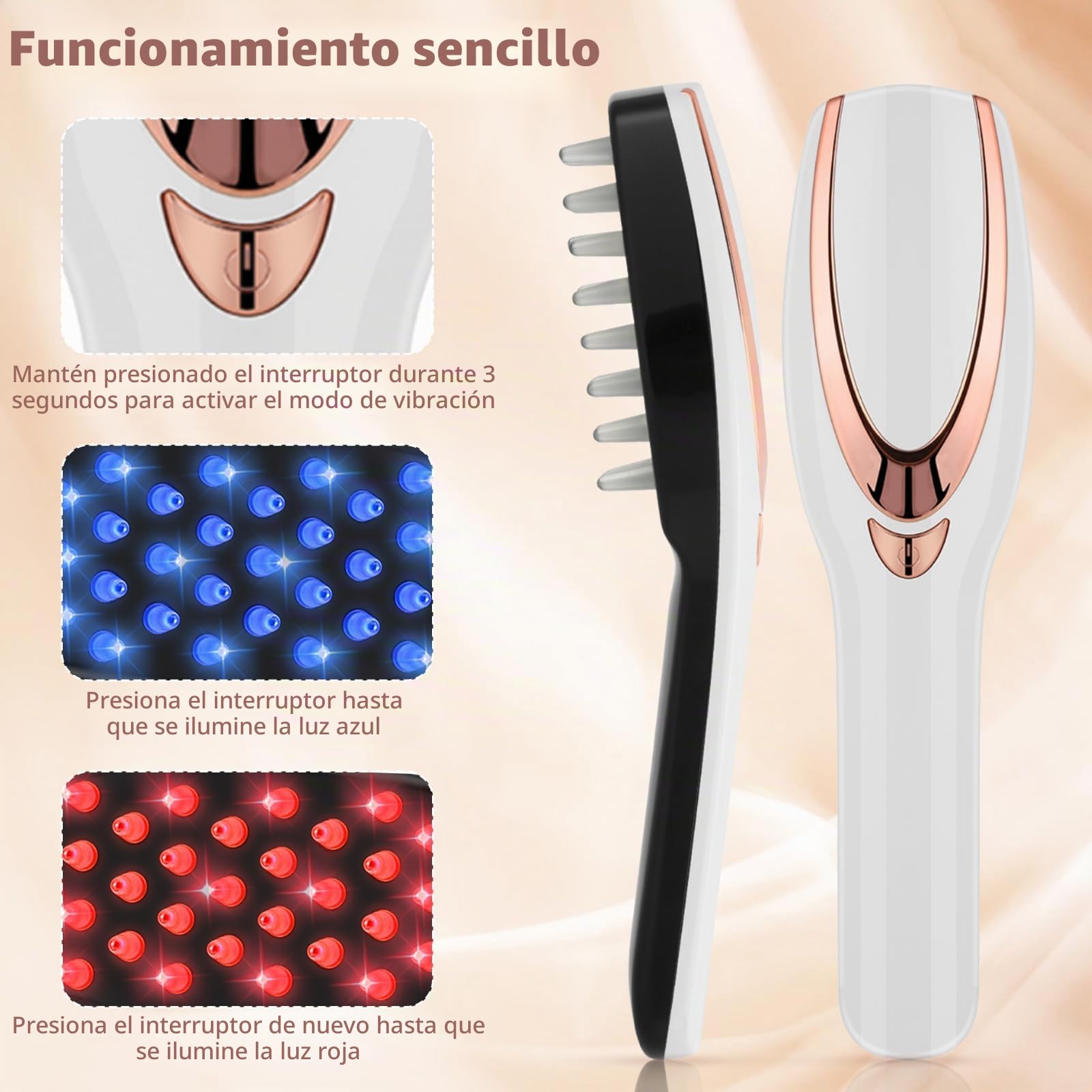 Cepillo de masaje eléctrico para el cuero cabelludo, crecimiento del cabello, vibración, peine de masaje para el cuero cabelludo, masaje de cabeza para relajación y alivio del estrés