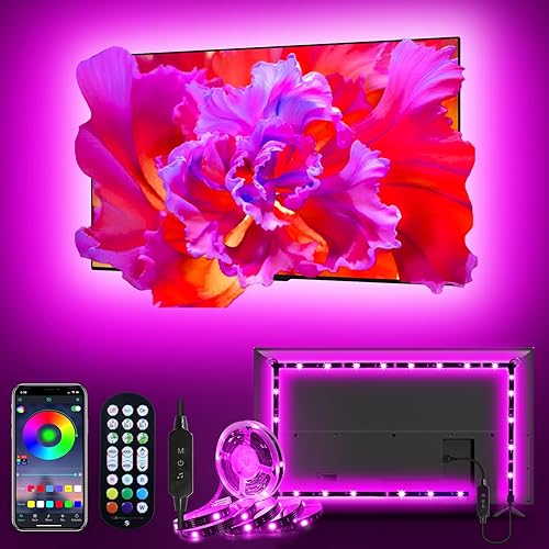 LED Lights for TV, 13.1ft RGB Strip Lights for TV Behind 45-60in TV, Bluetooth APP Remote Control Music Sync TV Backlight for Bedroom Gaming Room