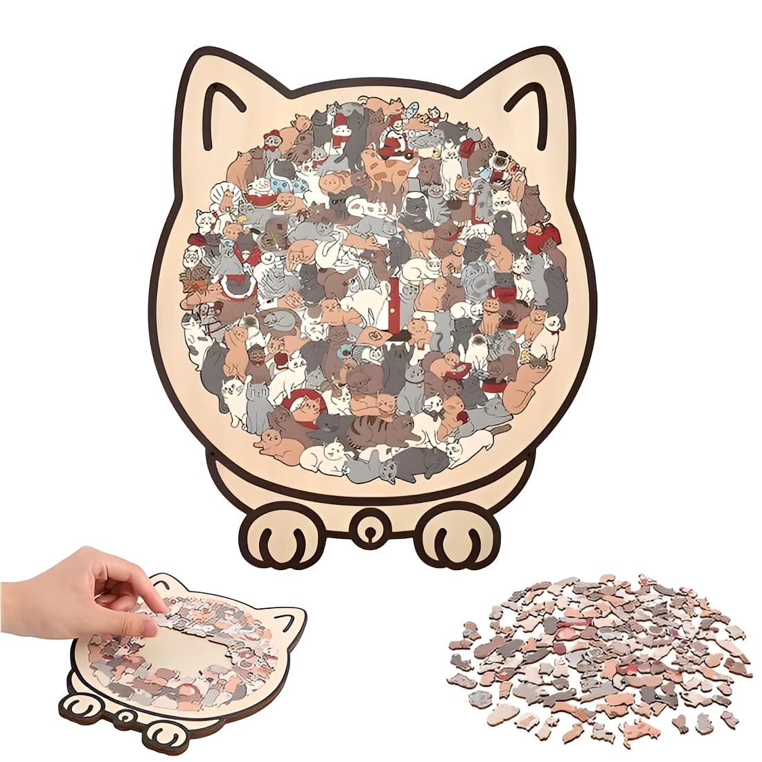 Puzzle en bois 135 pièces Silhouette de chat Morandi formes animales découpe au laser cadeau DIY décoration intérieure