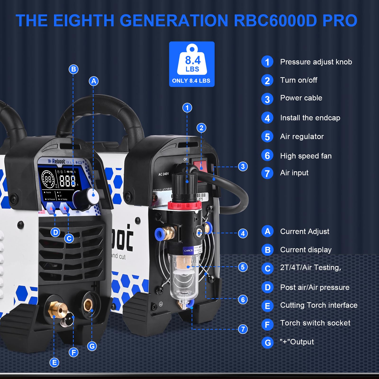 Reboot Taglierina al plasma 60Amps Tocca 240V IGBT Arc Inverter Digital Plasma Cutter, 1/2 pollici taglio pulito, aggiornamento CUT60 Plasma Cutter macchina