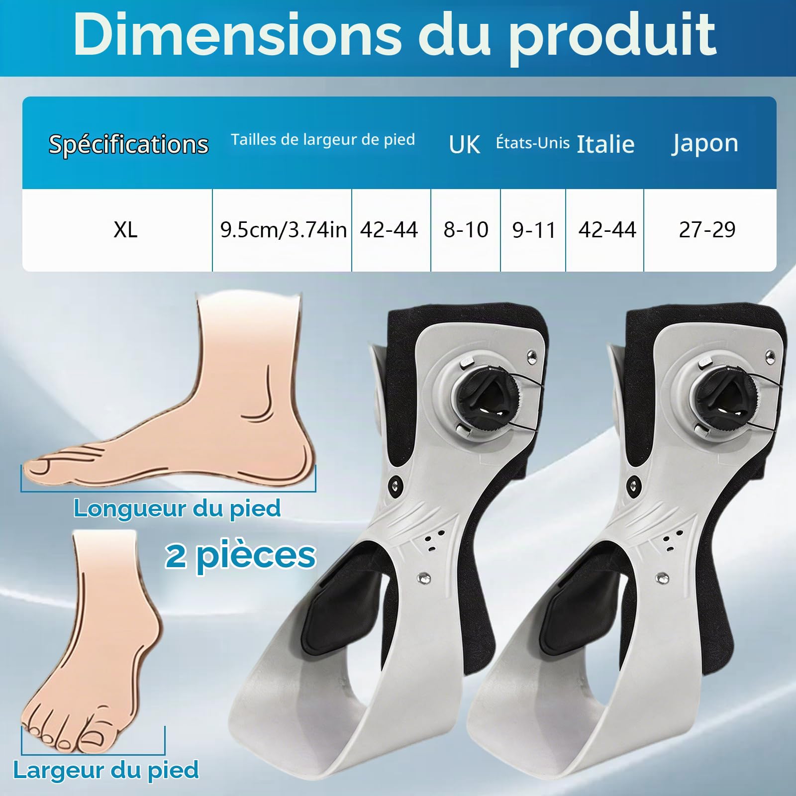 BRGD 1 Paire Orthèse de Pied Tombant, Réglable Bande de Soutien du Pied Stabilisateur de Cheville pour Chaussures, L'entraînement et Marche