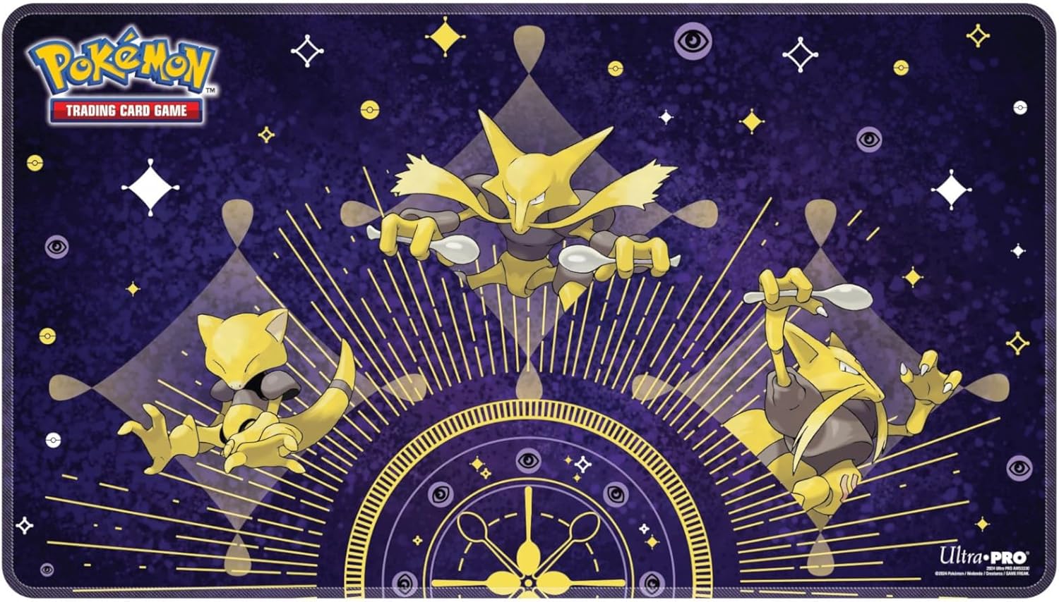 Ultra PRO - Abra Evolutions Stitched Officially Licensed Pokemon Cards Playmat, Collectible Trading Tabletop Card Game Protection Accessory Abra Kadabra Alakazam Themed Gaming Surface playmat