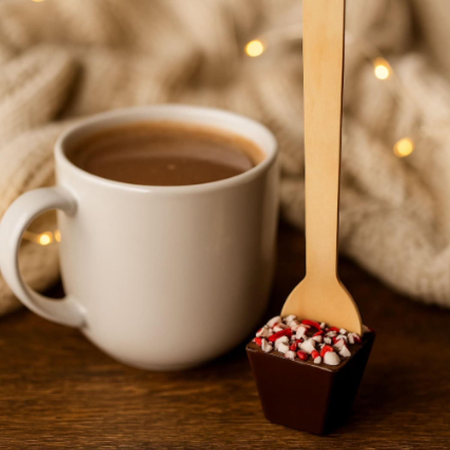 Chocolate Works Hot Chocolate Spoons – Dark Chocolate with Peppermint – Stirring Spoons for Hot Cocoa – Individually Wrapped – Pack of 12