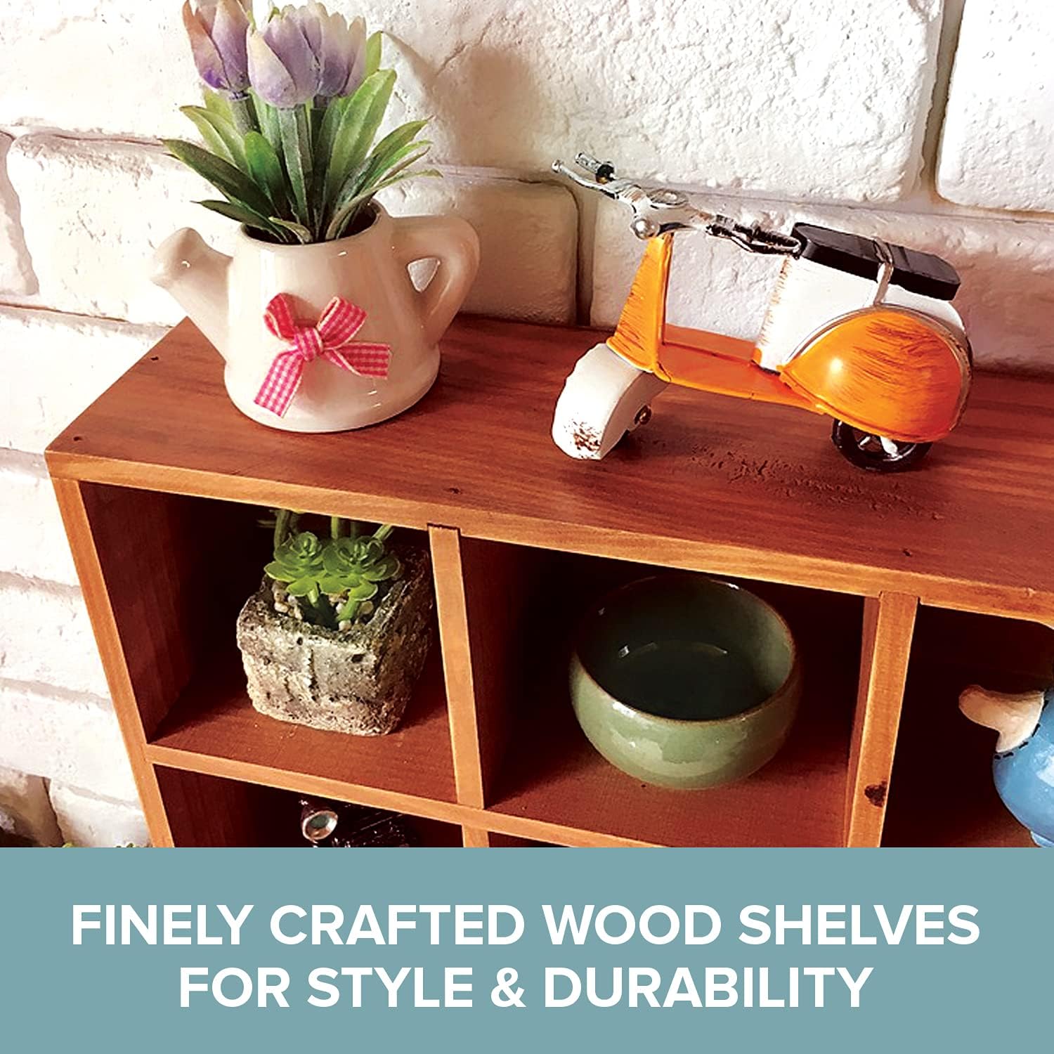 Primo Supply 2-Way Wood Cabinet Cubbies - Rustic Home Decor - Floating Shelves for Storage - Farmhouse Desk Shelf with Drawers - Cube Shelf Display - Vintage Bedroom Decor