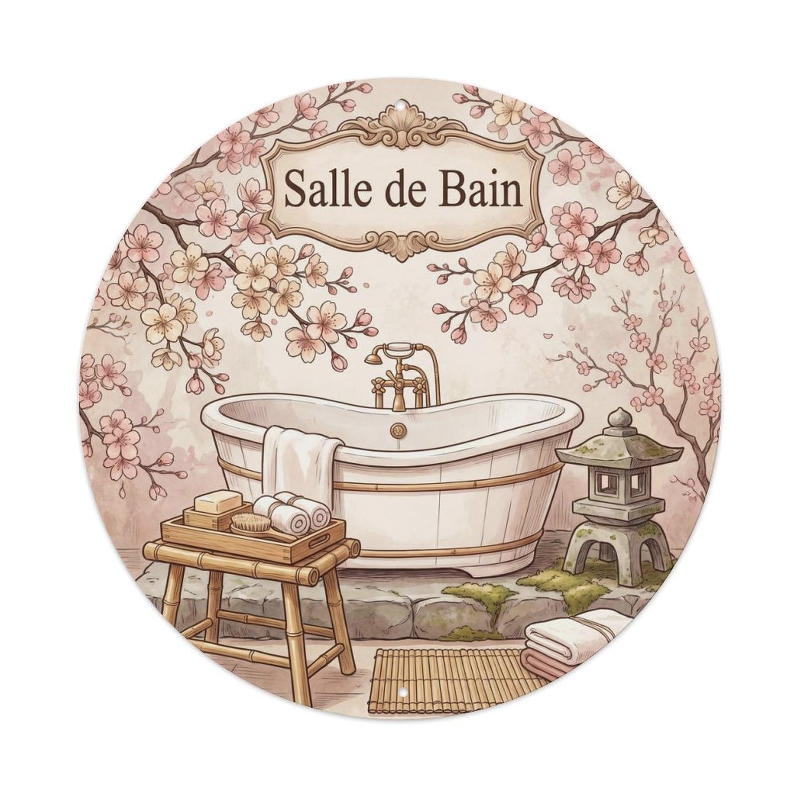 Bathroom Sakura Floral Bathroom Metal Tin Sign