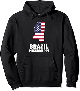Distressed Patriotic USA Flag Brazil, Mississippi Pullover Hoodie