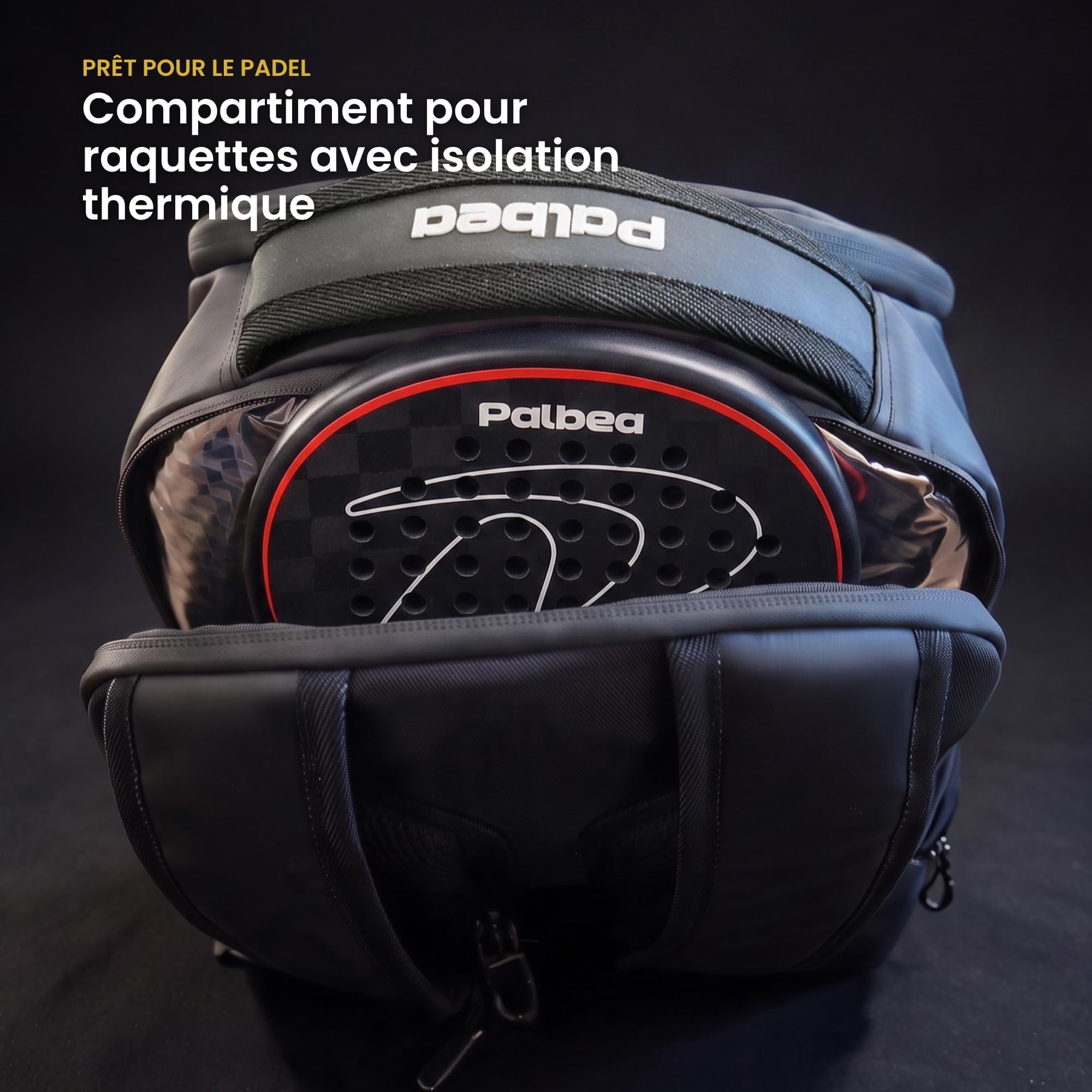 Palbea P-Bag Sac Padel 40L avec Espace pour Raquettes et Chaussures.