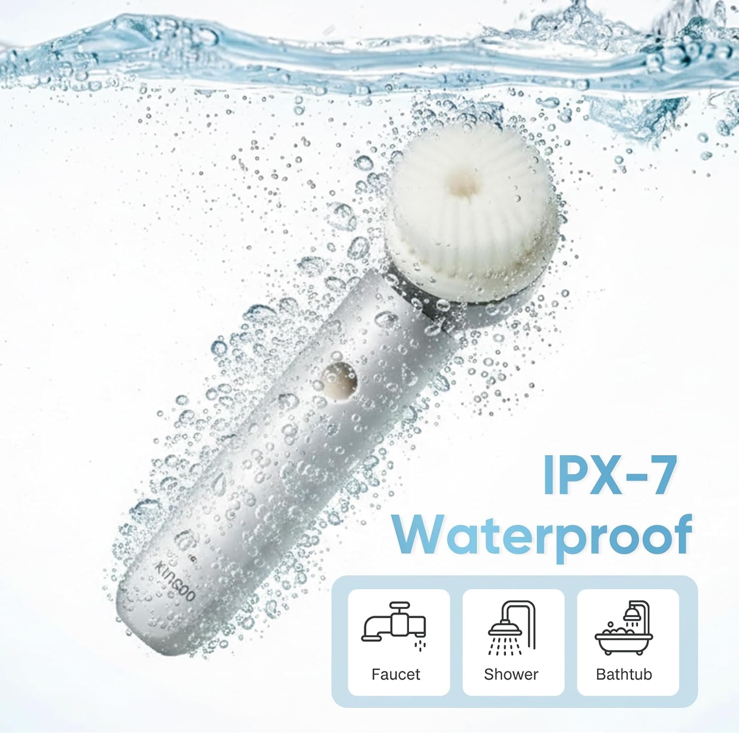 KINGDO Sonic Facial Cleansing Brush, Electric Face Scrubber with 3 Cleaning Modes, IPX7 Waterproof face Brushes for Cleansing with 2 Magnetic Brush Heads, Rechargeable Battery for All Skin Types