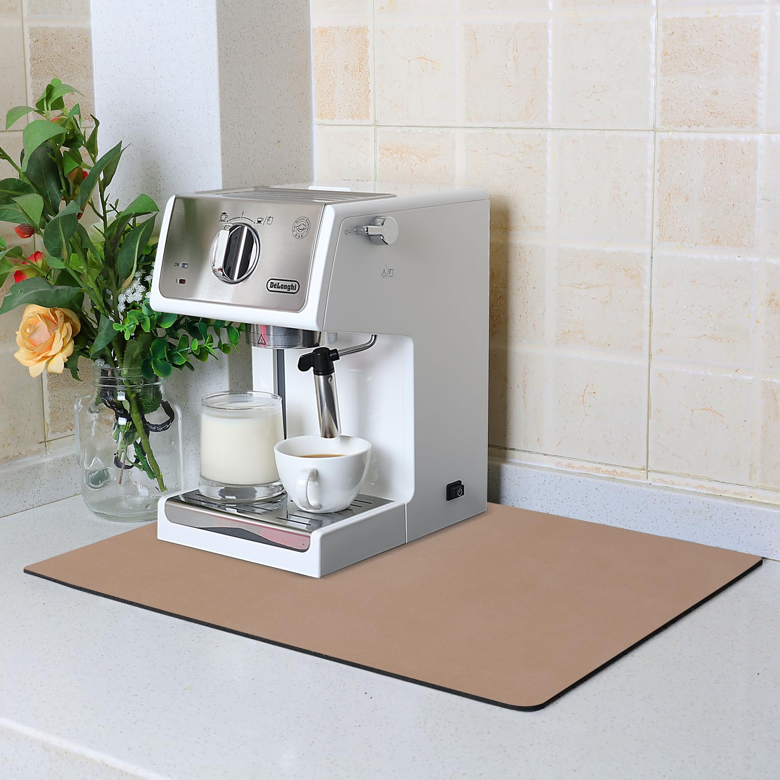 Tapete para barra de café que oculta las manchas y absorbe salpicaduras