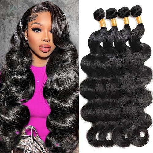 Cirvty - Extensiones de cabello humano brasileño ondulado 12A, 18, 20, 22, 24 pulgadas, 100% tejido virgen sin procesar, 4 manojos de cabello humano