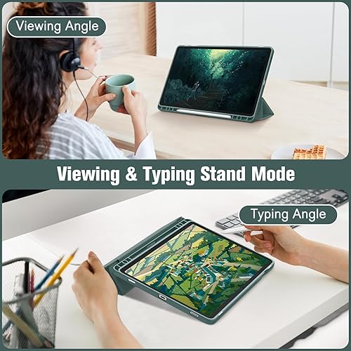 Miniatura 4 de Fintie Funda híbrida delgada para Samsung Galaxy Tab S10 Lite, S10 Fe, S9 FE de 10.9 pulgadas, Tab S9 de 11 pulgadas con soporte para S Pen, a Verde