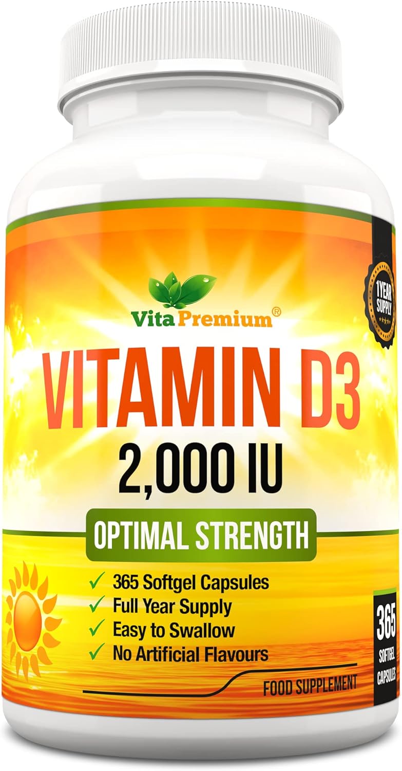 Vitamin D 2,000 IU, Optimal Strength Vitamin D3 Supplement, 365 Easy to