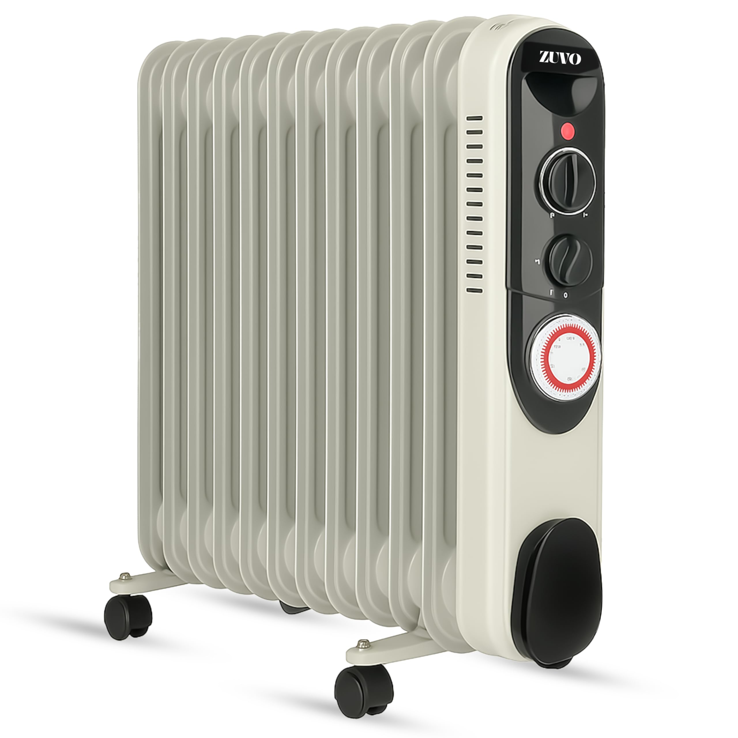 Zuvo - Powerful 2500W Oil Filled Radiator with 11 Fins – Lightweight Slim Portable Heater with 24h Timer, Adjustable Thermostat with 3 Heat Settings for Efficient Heating