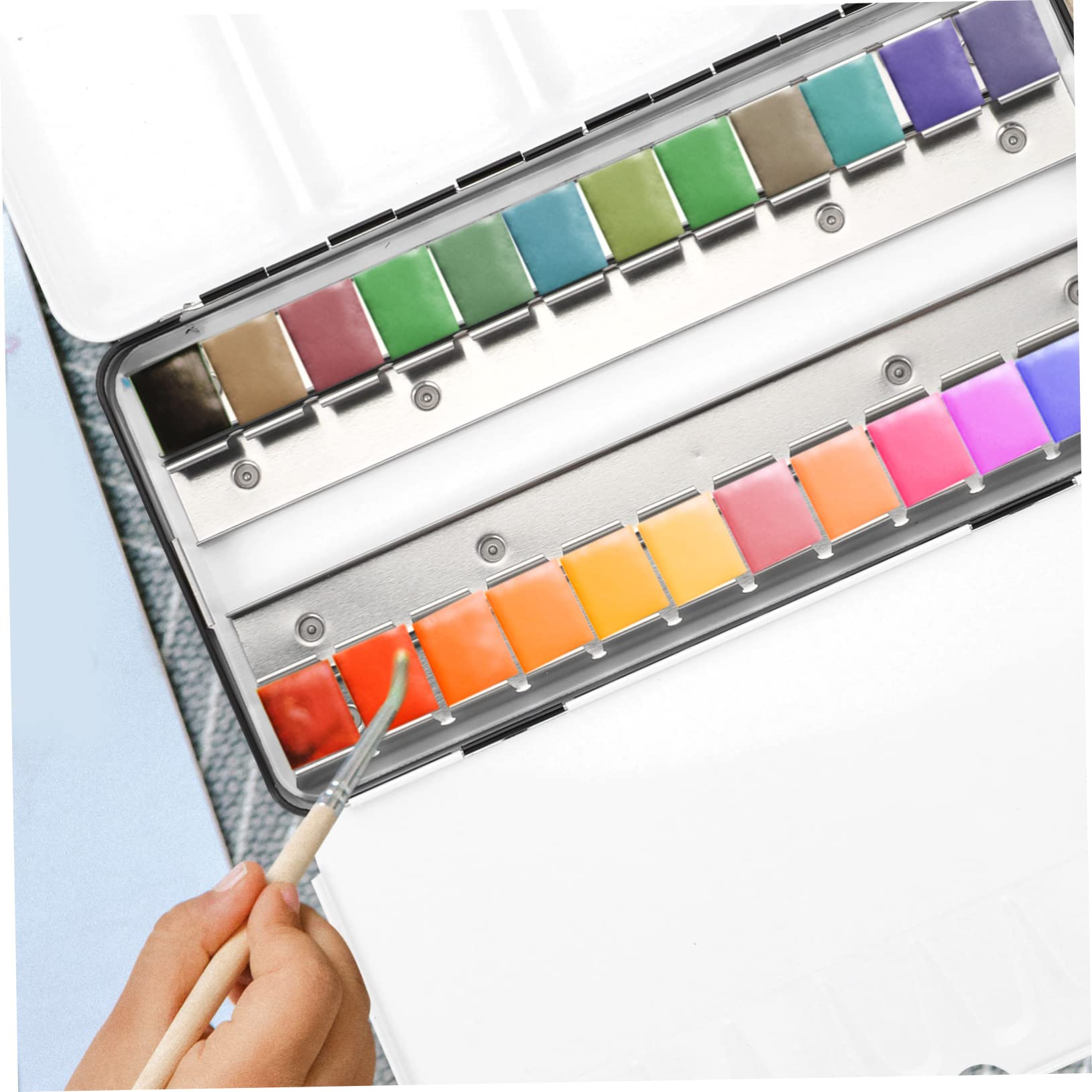 Caja Metálica Vacía para Acuarelas, Portátil y Reutilizable, Color Negro