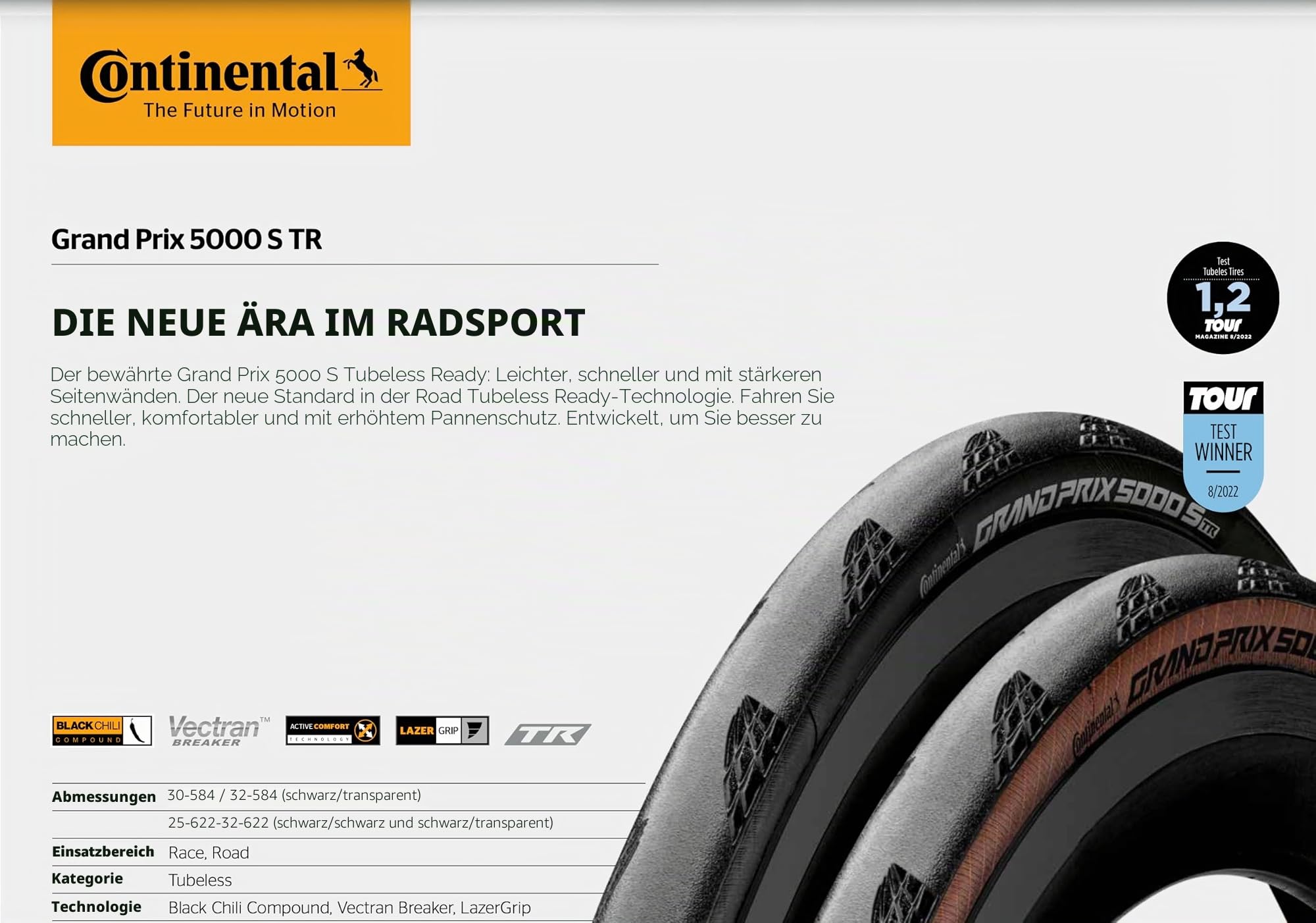 Continental Grand Prix 5000S TR Faltreifen // 30-584 (650x30B)