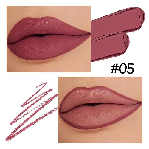 Miniatura 5 de Boobeen Lápiz labial de doble punta, delineador de labios de terciopelo para maquillaje, lápiz labial cremoso para mujeres, acabado satinado mate de