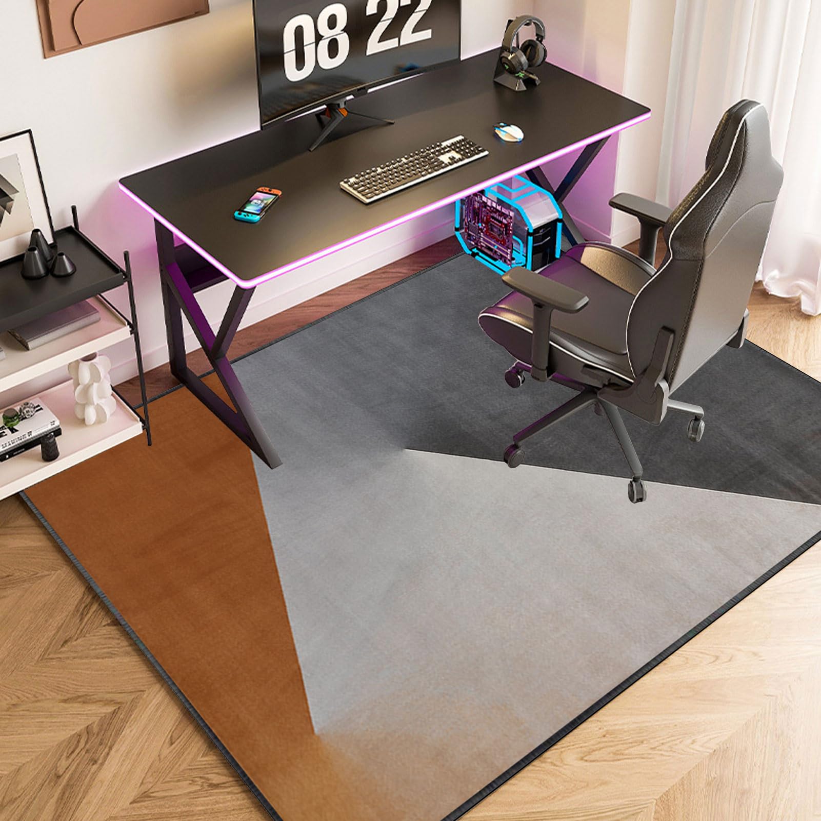 Tappetino Per Sedia Da Ufficio 100x100 Cm, Spessore 6 Mm, Antiscivolo Con Retro TPE, Per Pavimenti In Legno E Moquette, Colore Grigio Scuro