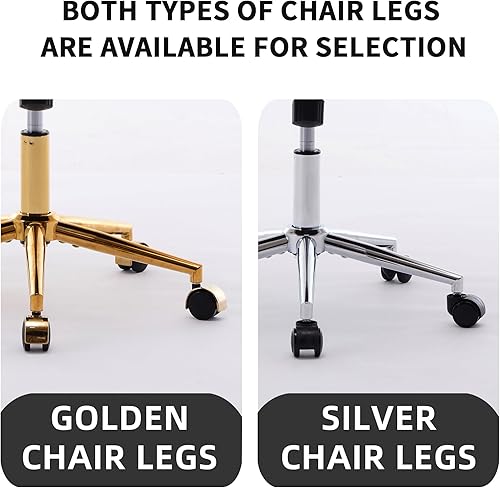 Miniatura 8 de YITAI Silla de escritorio de oficina de terciopelo con ruedas y base dorada, moderna altura ajustable de 360 grados, giratorias, tapizadas, con