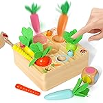 Montessori Toys for 1 Year Old, Wooden Toy for Baby 6-12 Months, Carrot Harvest Game for Kids, Shape Sorting Matching Puzzle, Educational Birthday for Boys and Girls(Pop Up Carrot)