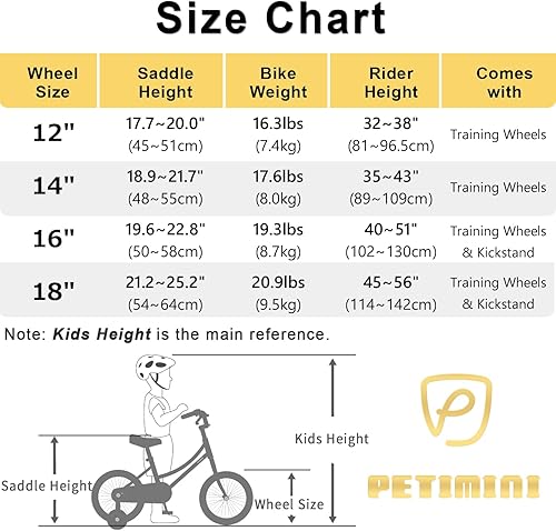 Miniatura 5 de Petimini Pongo - Bicicleta para niños de 12, 14, 16, 18 pulgadas, para niños de 5, 6, 7, 8 años, estilo retro, vintage, estilo BMX, con campana y