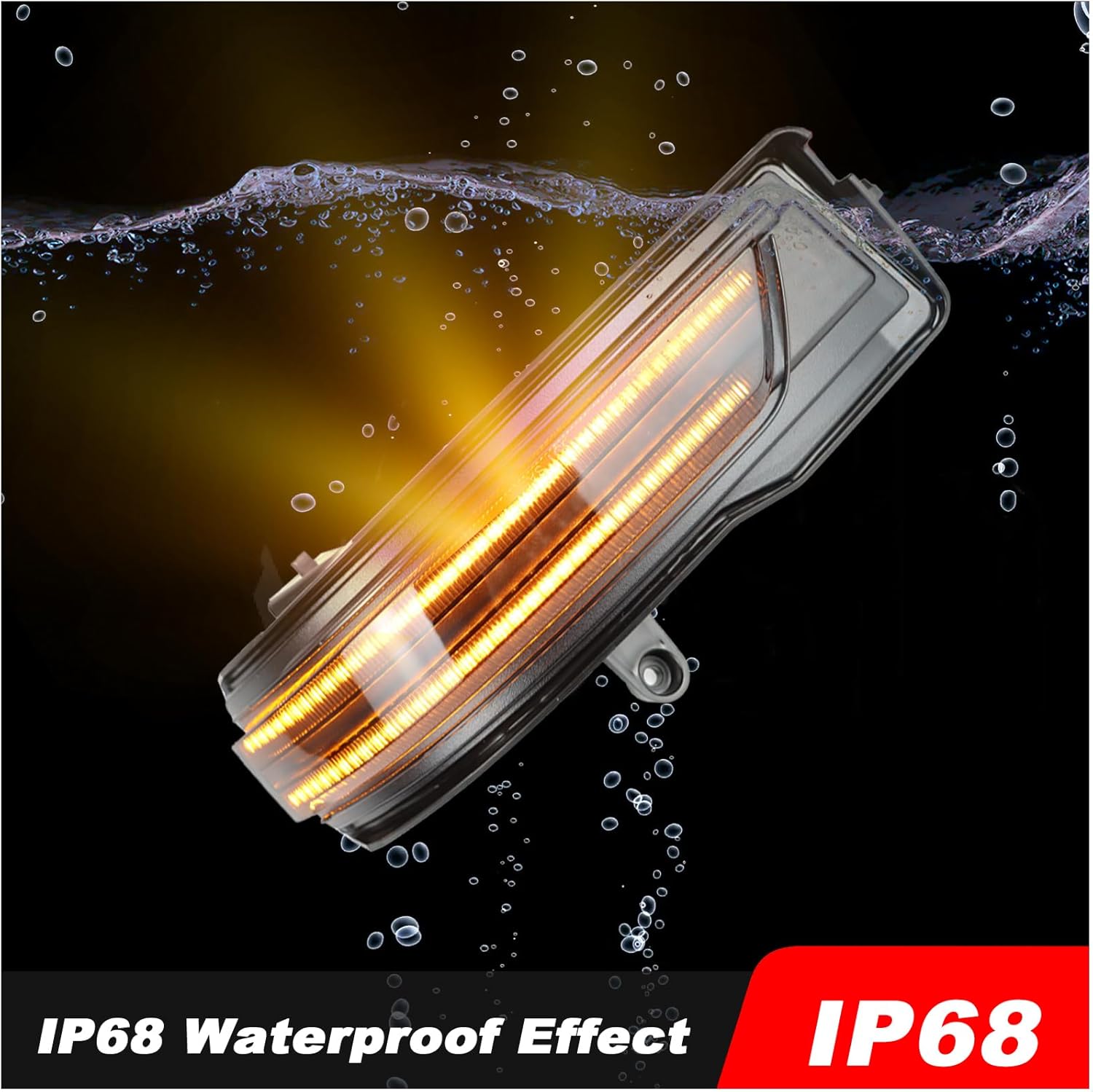 Smoke Dynamic Sequential LED Side Mirror Marker Lights Compatible with Dodge Ram 1500 Truck 2019-2024 Amber Turn Signal Light Blinker Indicator Assembly