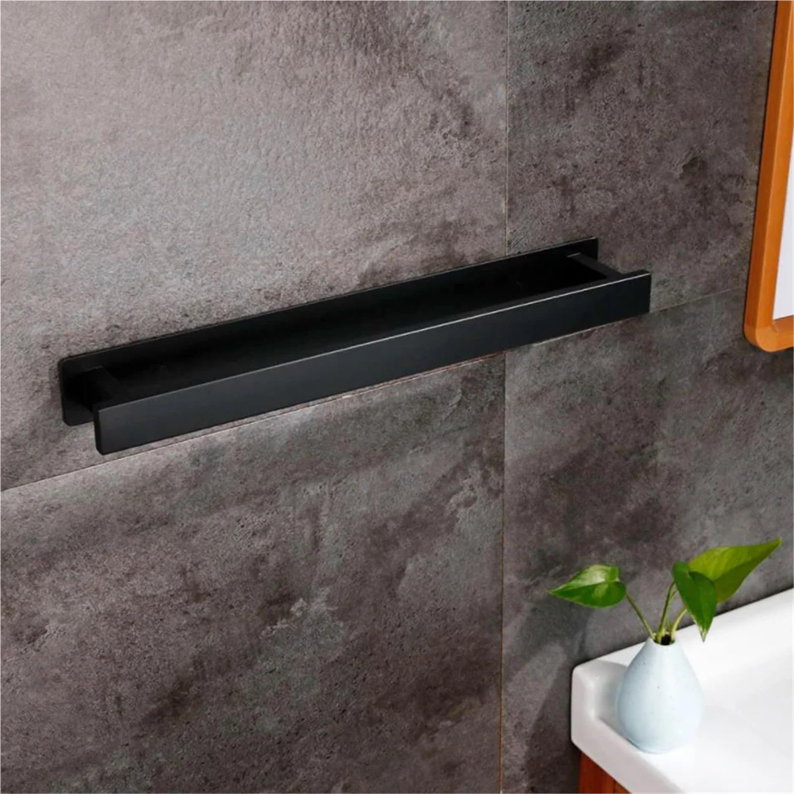 Toallero Toallero de Barra con Soporte Adhesivo, Negro, Acero Inoxidable 304, for Montaje en Pared, for Lavabo, Cocina, baño, toallero(Black)