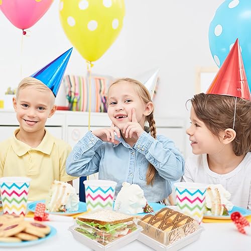 Miniatura 7 de Ocmoiy Paquete de 50 cajas de embutidos de papel con tapas transparentes seguras 5 pulgadas cajas de panadería desechables cuadradas blancas para