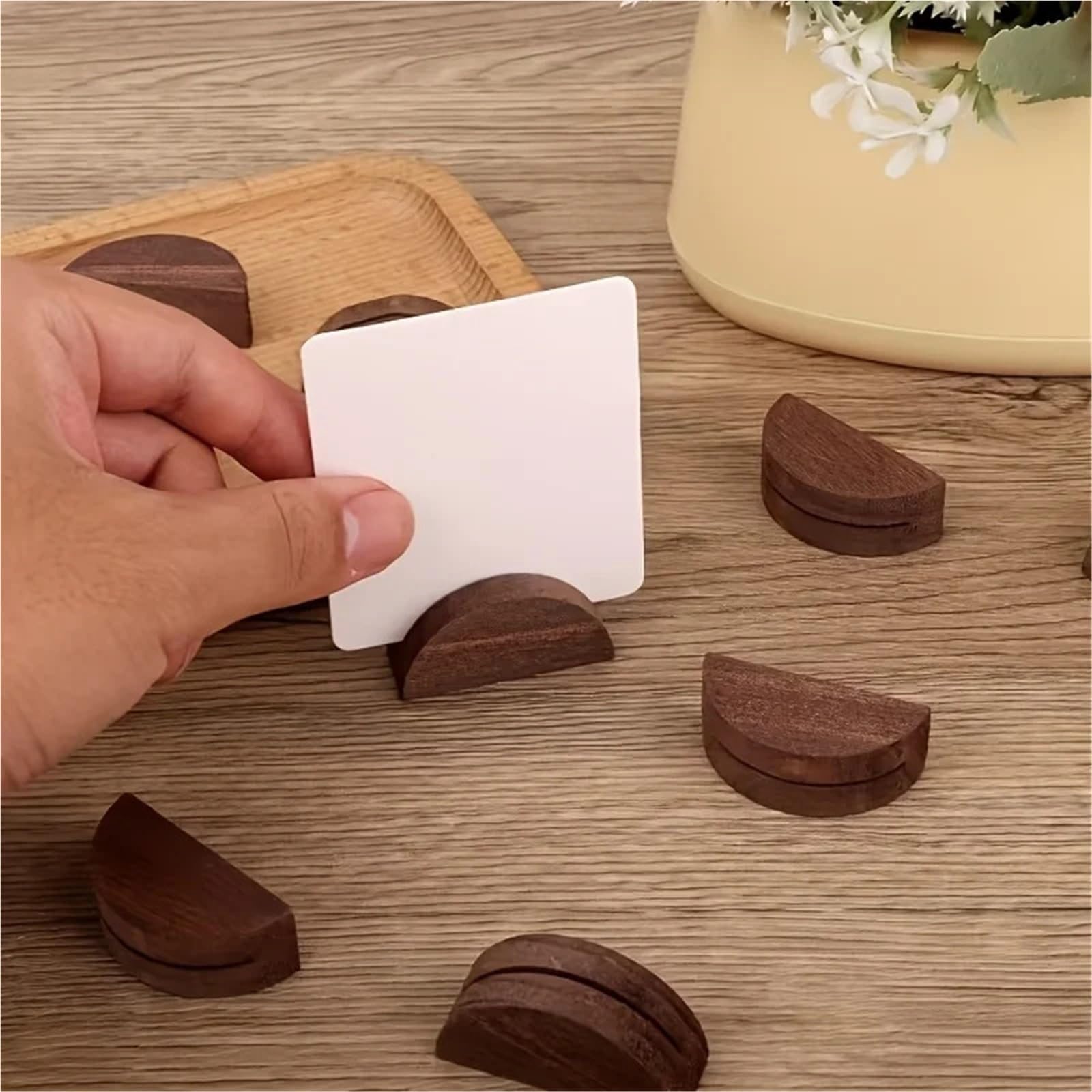 Memo-Clip-Halter, 30/80 Stück, halbrunde Basis aus Holz, für Hochzeit, Restaurant, Menü und Fotoständer, geeignet für Hochzeiten, Partys, für Tische, Geschäfte, Büro, Hochzeit, Party
