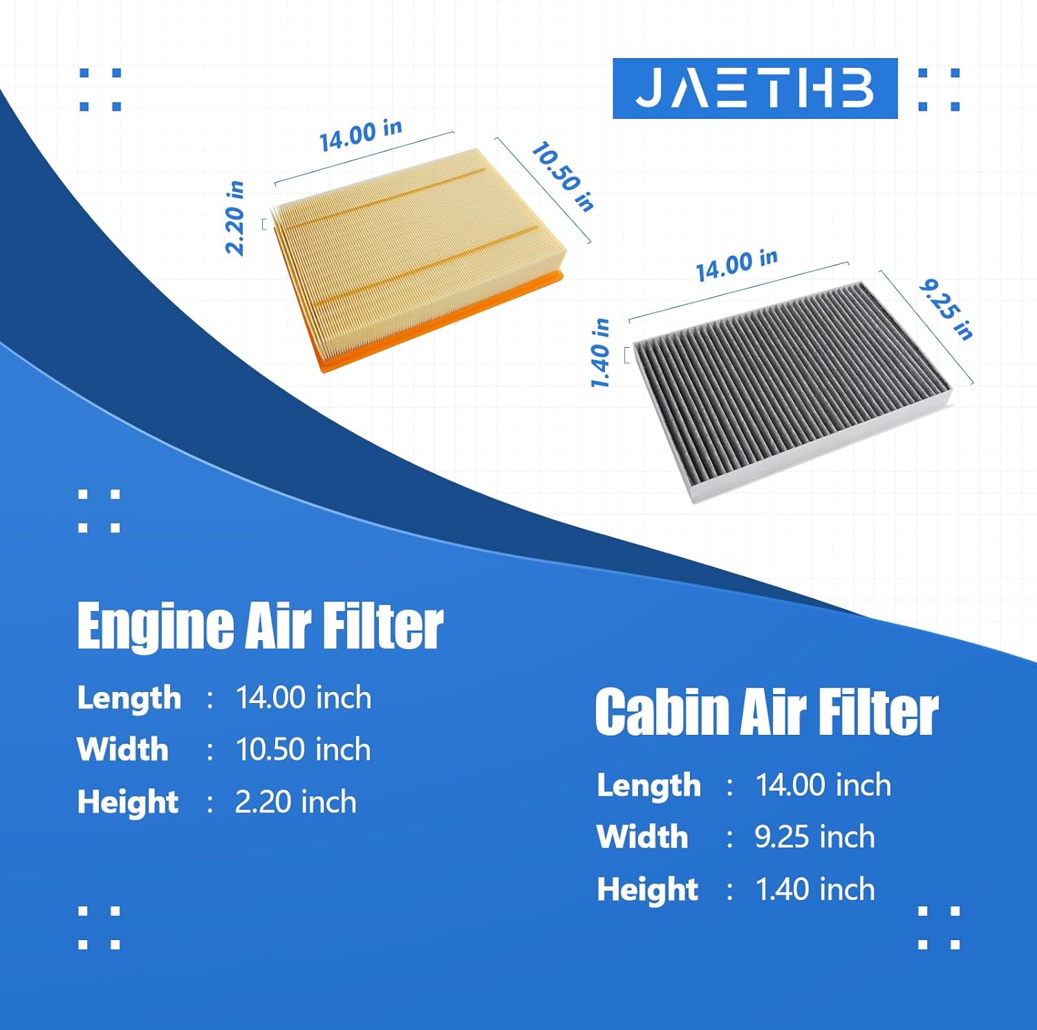Engine & Cabin Air Filter Kit for Mercedes Benz Sprinter 2500 3500 3500XD 2007-2018 3.0L & Sprinter 2500 2010-2018 2.1L;Fit for Dodge & Freightliner Sprinter 2500 3500 Replaces A0000903751 9068300318