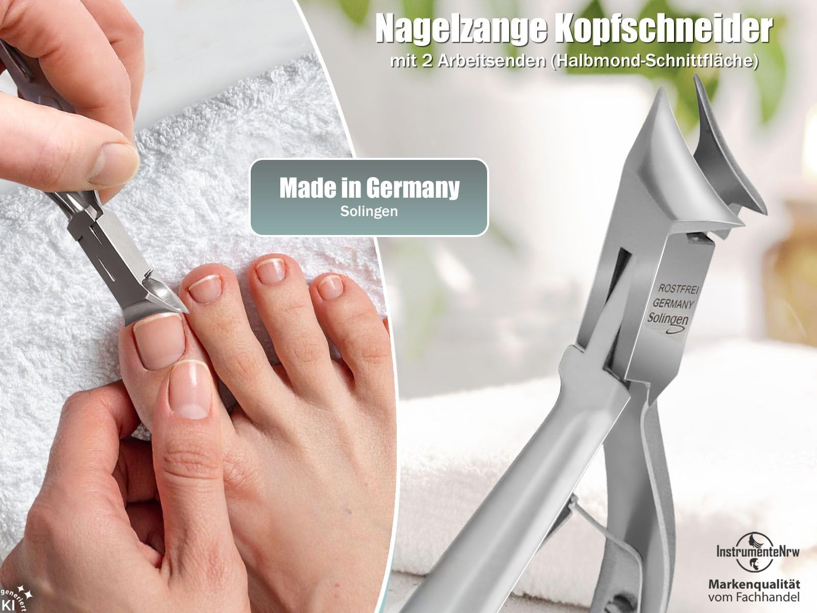 Kopfschneider Solingen Nagelzange für dicke & eingewachsene Fußnägel 14 cm | Made in Germany Edelstahl Rostfreie Solinger Eckenzange Pediküre Zange für eine präzise Nagelpflege und Fußpflege
