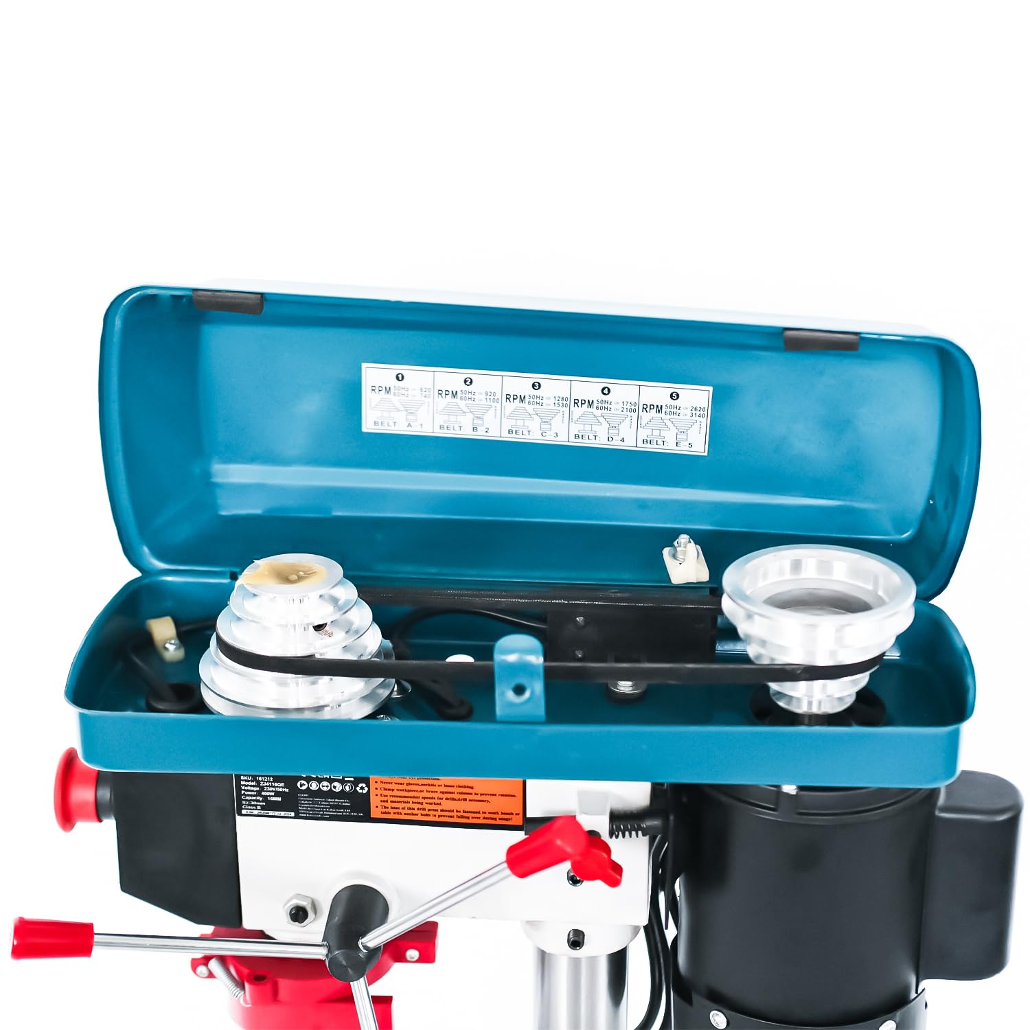 KATSU Tools Prensa de taladro de pilar de banco de 400 W + portabrocas de 16 mm + interruptor electrónico de velocidad variable de 5 velocidades + profundidad máxima de perforación de 50 mm + máx.