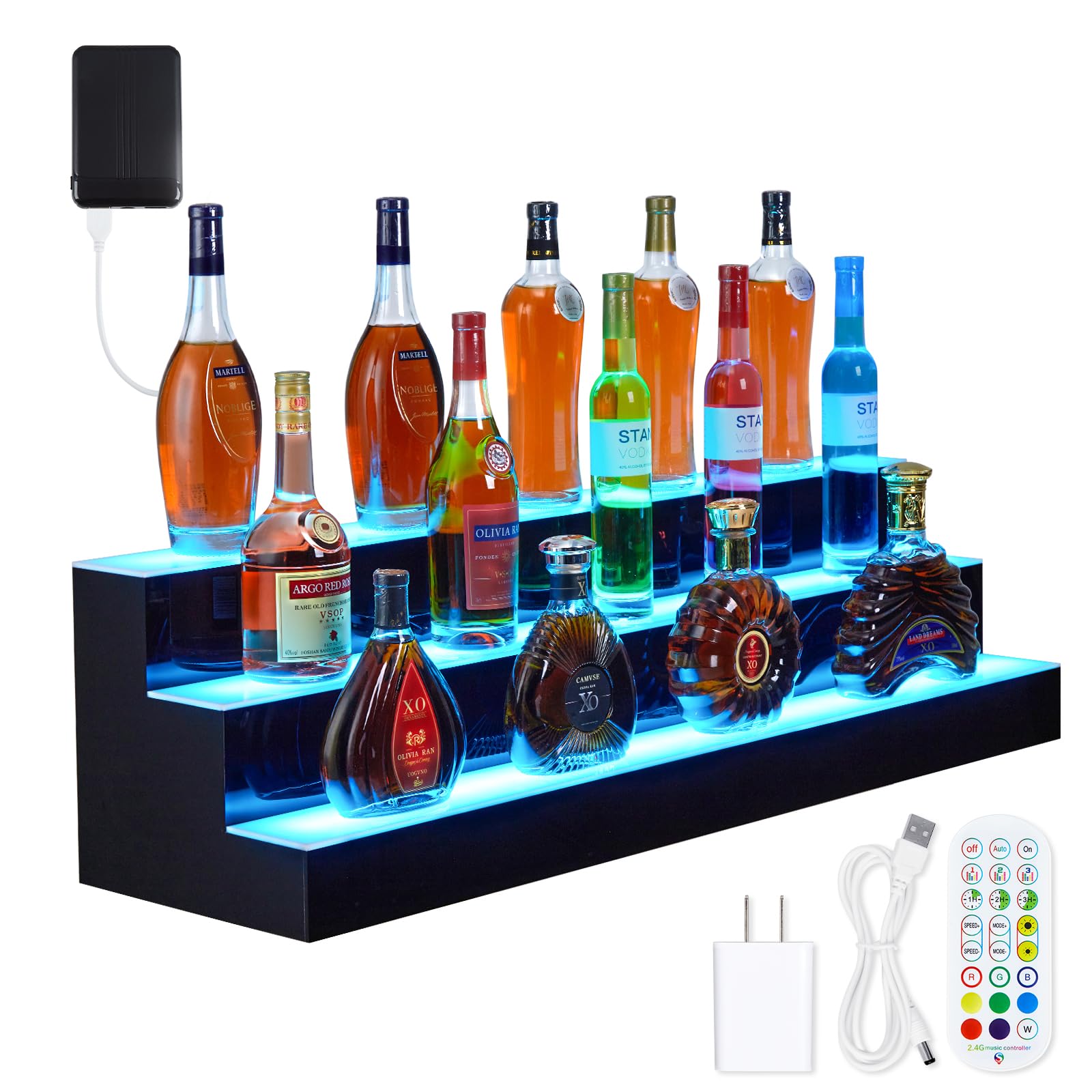 Amazon.com: GarveeTech LED Lighted Liquor Bottle Display Shelf - 3-Step ...