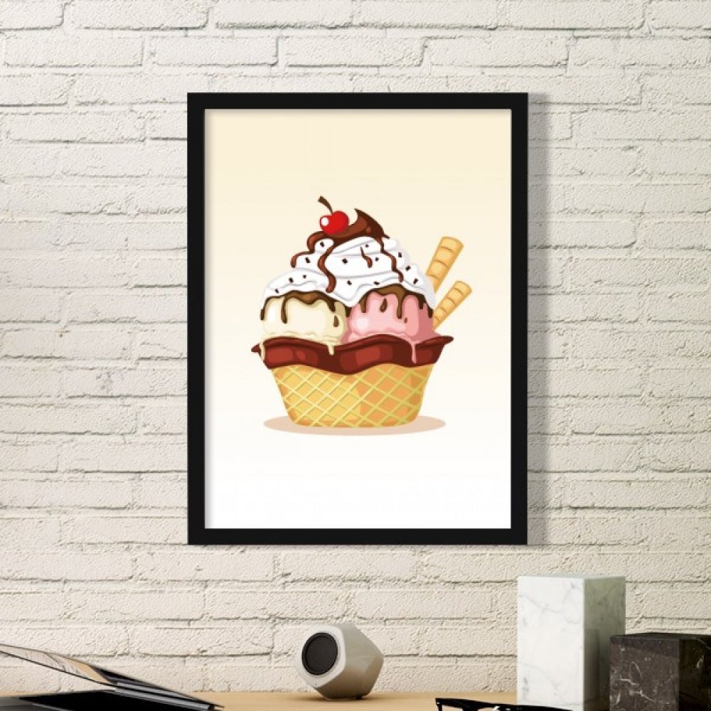 Cadre photo biscuits et glace en bois noir cadeau déco original