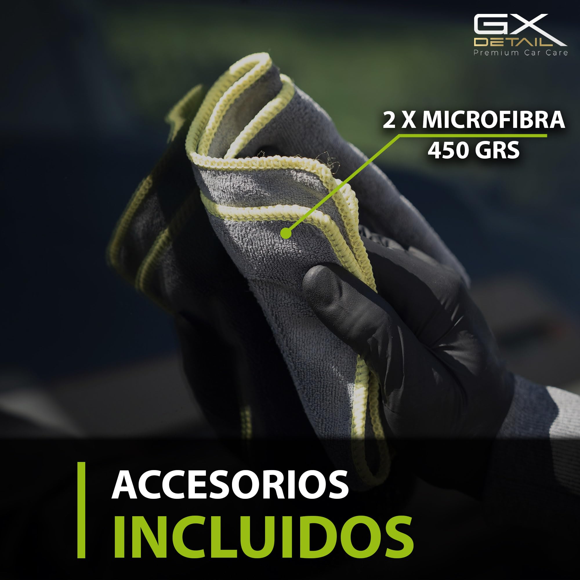 GxDetail Limpiacristales Coche 5 Litros - Glass Cleaner - Incluye Guantes de Nitrilo y 2 Microfibras - Limpia Cristales Triple Acción - Sin Marcas - Limpia Cristales Profesional – Formula con Alcohol