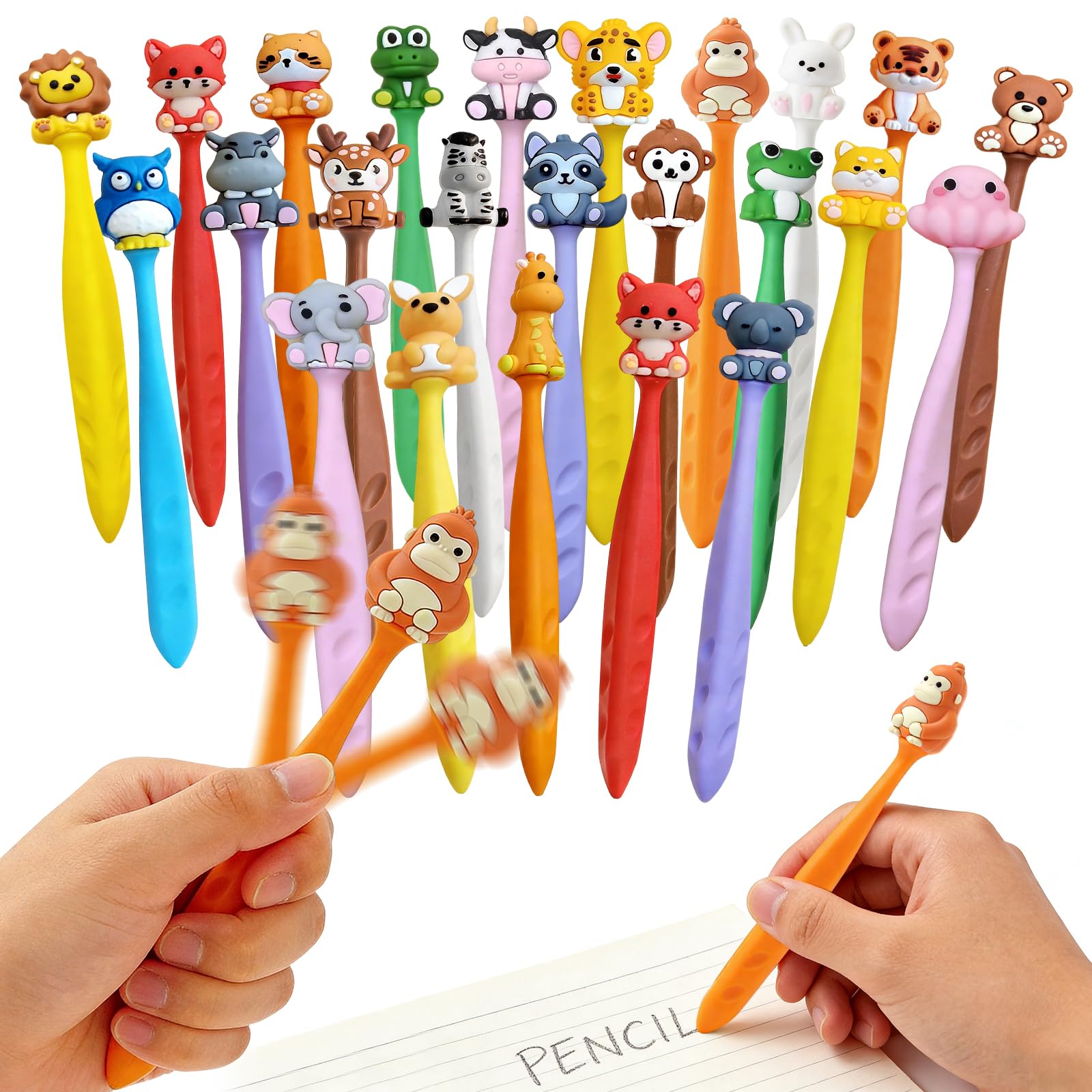 Zhirlyn 24 Pcs Cute Fun Erasers Animal Erasers Bulk, Pencil Eraser for Back to School Supplies Birthday Classroom Gifts (Animal)