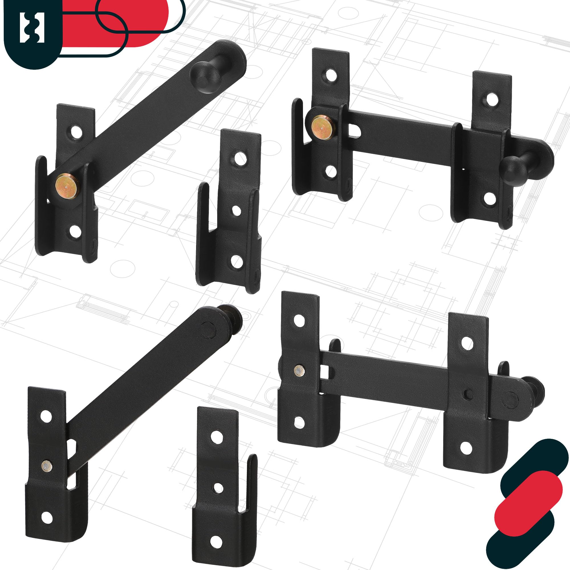 KOTARBAU® 2 x Cierres para Puertas y contraventanas 120 mm, Cierre para verjas, Cierre pestillo Negro, Retenedor para Puertas batientes, Cierre Puertas Madera, 2 uds