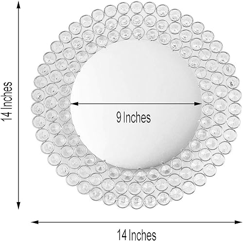Miniatura 6 de BalsaCircle Platos de metal redondos dorados de 14 pulgadas con cuentas de cristal, suministros de decoración de mesa de catering para cenas, bodas,