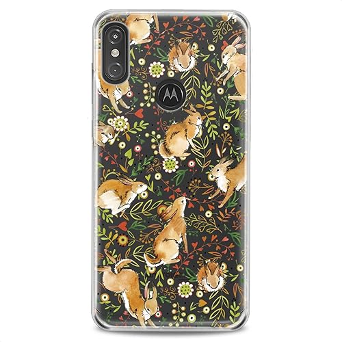 Funda de TPU compatible con Motorola G9 G8 Plus G7 E20 P40 Z4 Edge 20 G22 Stylus Animal Green Rabbit Floral Kid Slim Fit Patrón lindo diseño de